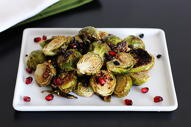 Roasted Brussels Sprouts with Lemon and Pomegranate Recipe