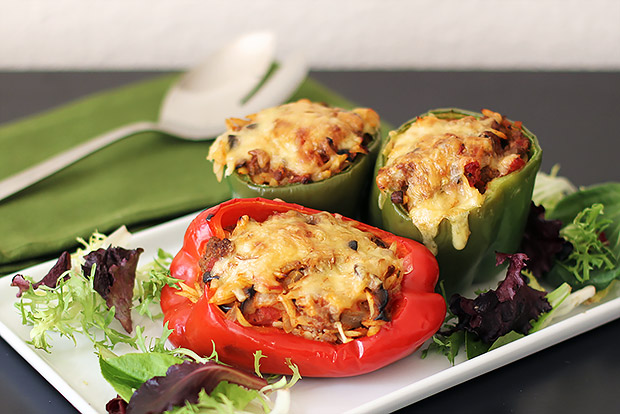 beef and black olive stuffed peppers