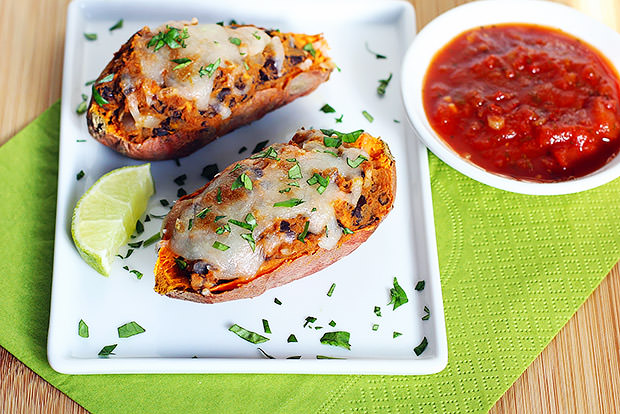 Twice Baked Black Bean Sweet Potatoes Recipe