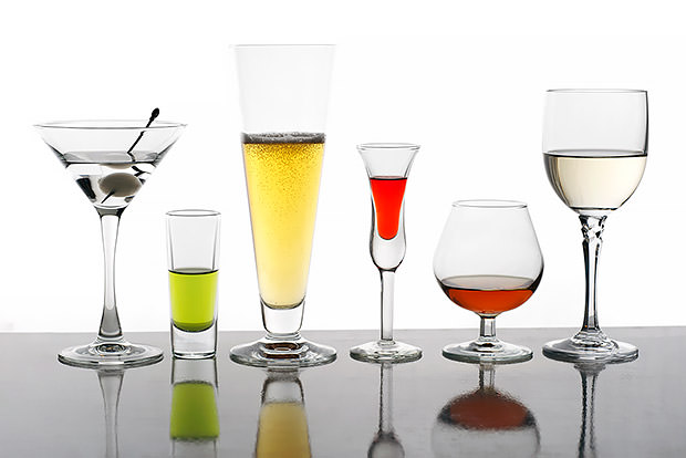 Variety of glassware containing alcohol