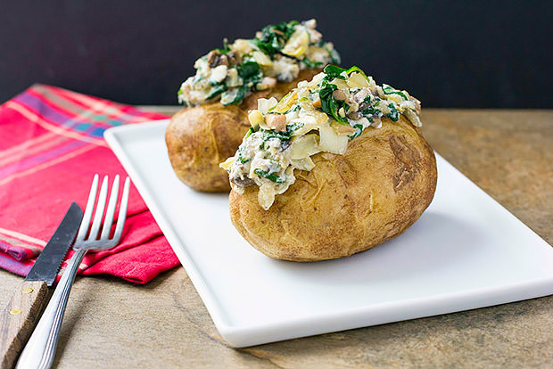 Spinach, Artichoke and Mushroom Stuffed Potatoes Recipe